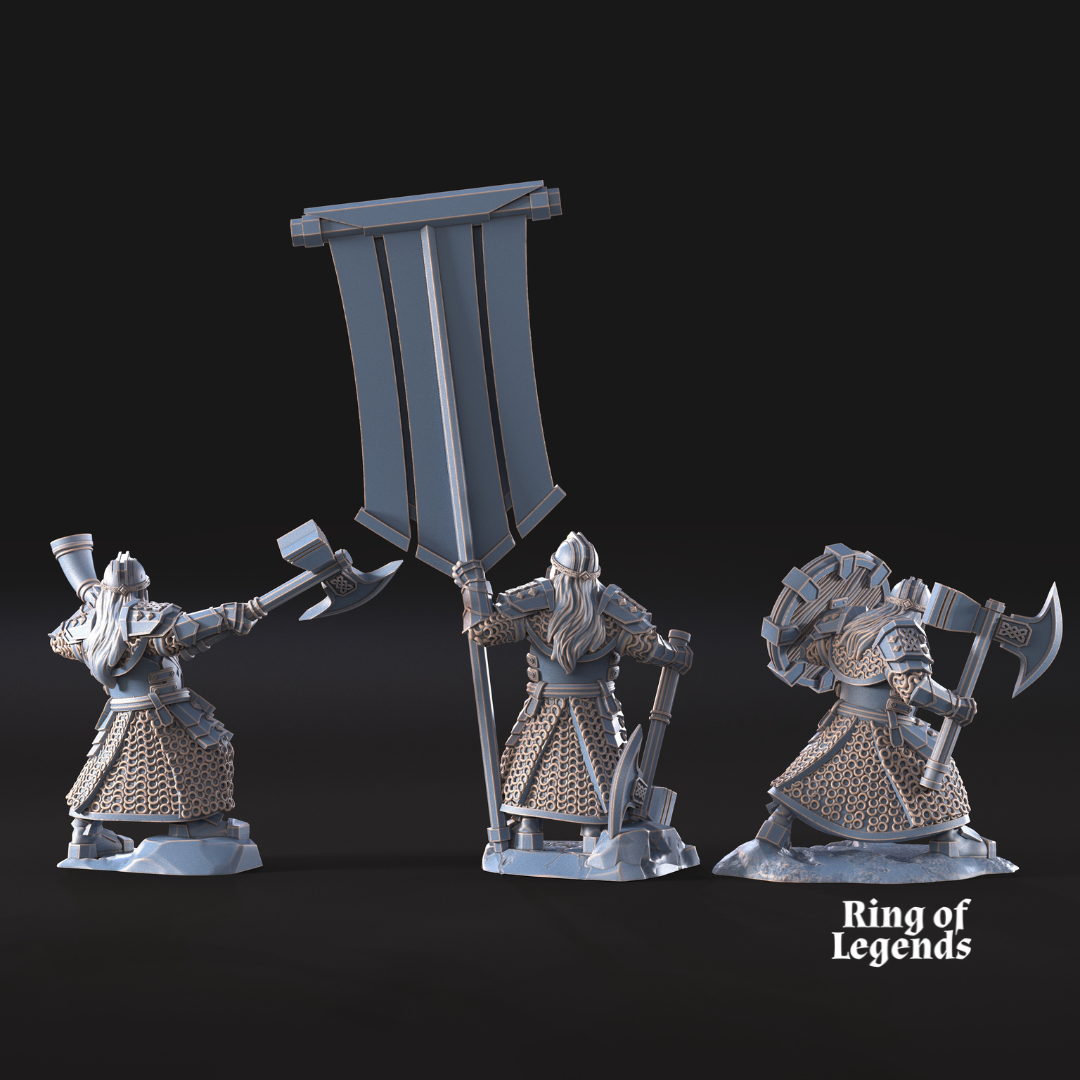 Kalak Dwarves - Command: 1 captain, 1 banner, 1 horn | Kalak Dwarves | Davale Games
