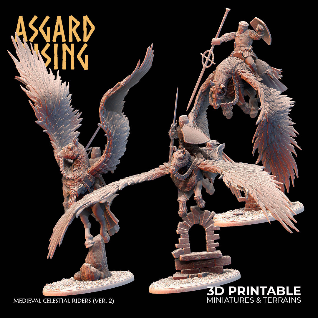 MEDIEVAL: Medieval Celestial Riders (Aerial Poses ver. 2 - Swordspears and Shields) - Asgard Rising