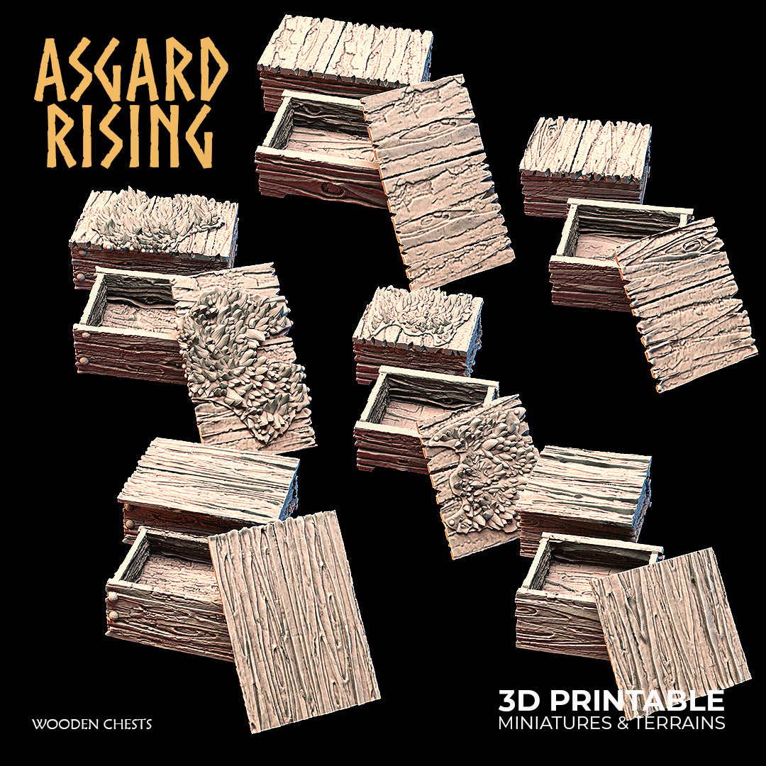 Wooden Chests with Lids - Asgard Rising
