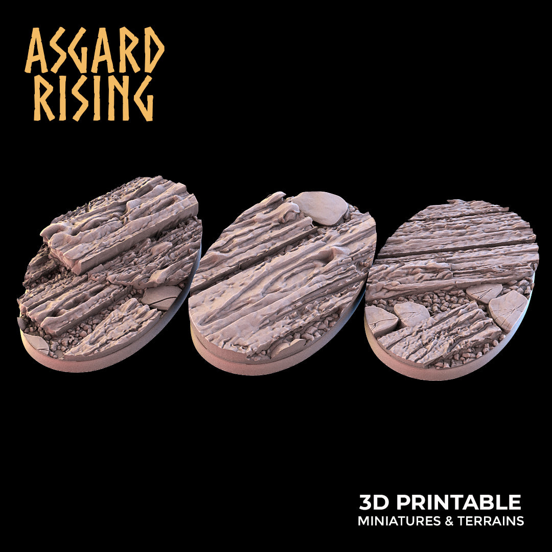 VILLAGE 3 x ovale Sockel 35 x 60 mm – Asgard Rising