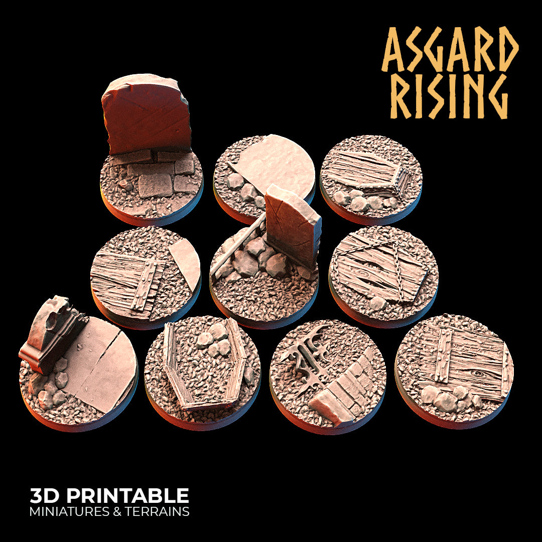 Friedhof - 10 x 25 mm runde Basis - Asgard Rising