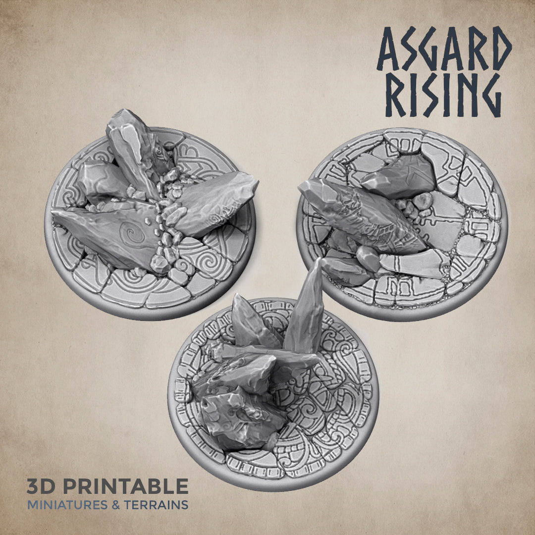 ANCIENT RUINS 3 x Round Bases 40mm - Asgard Rising