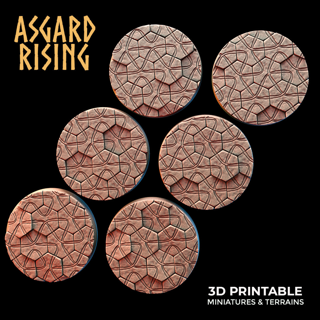 Sechseckiges Kopfsteinpflaster – 6 x 25 mm runde Basis (Ver. 2) – Asgard Rising