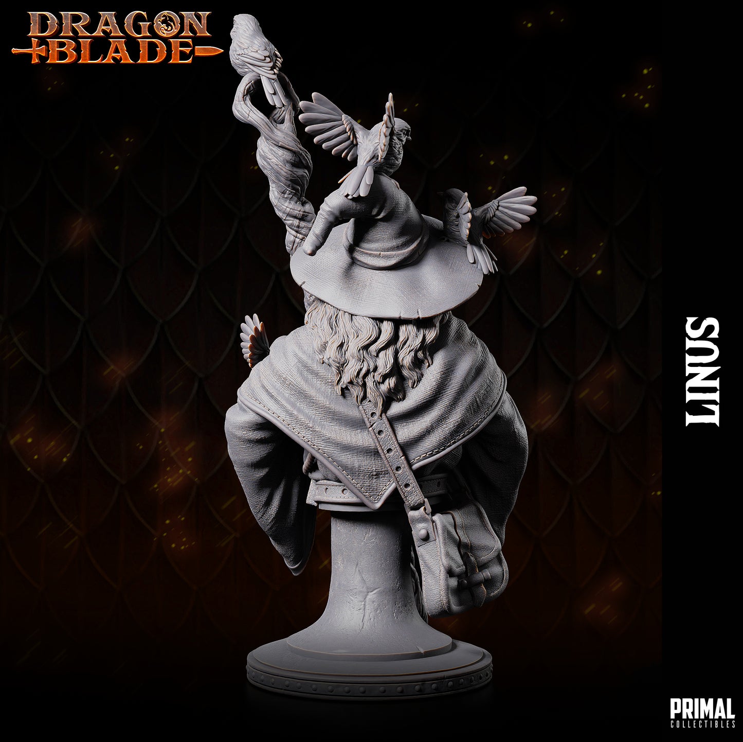Wizard - Linus the marvelous- bust- July 2023 - DRAGONBLADE- MASTERS OF DUNGEONS QUEST - Primal Collectibles