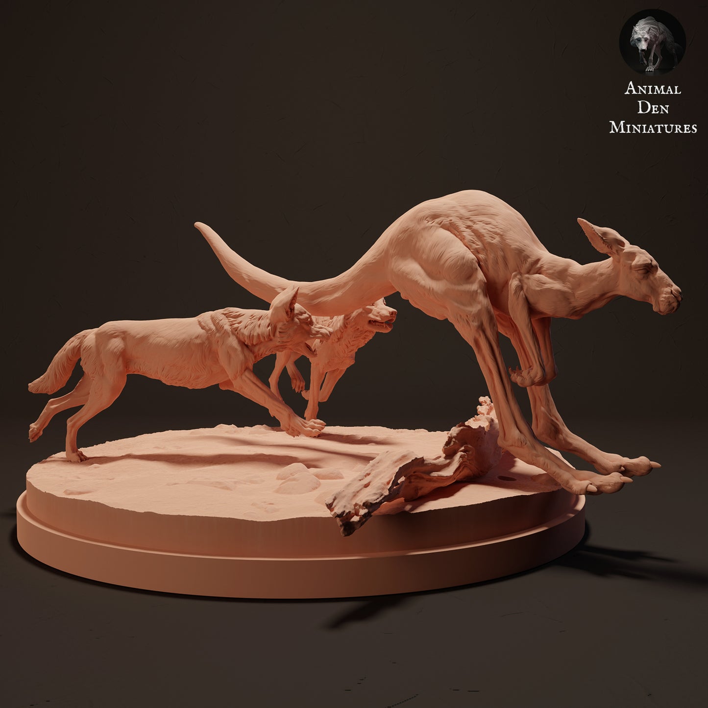 Dingoes Hunting Red Kangaroo - Animal Den Miniatures