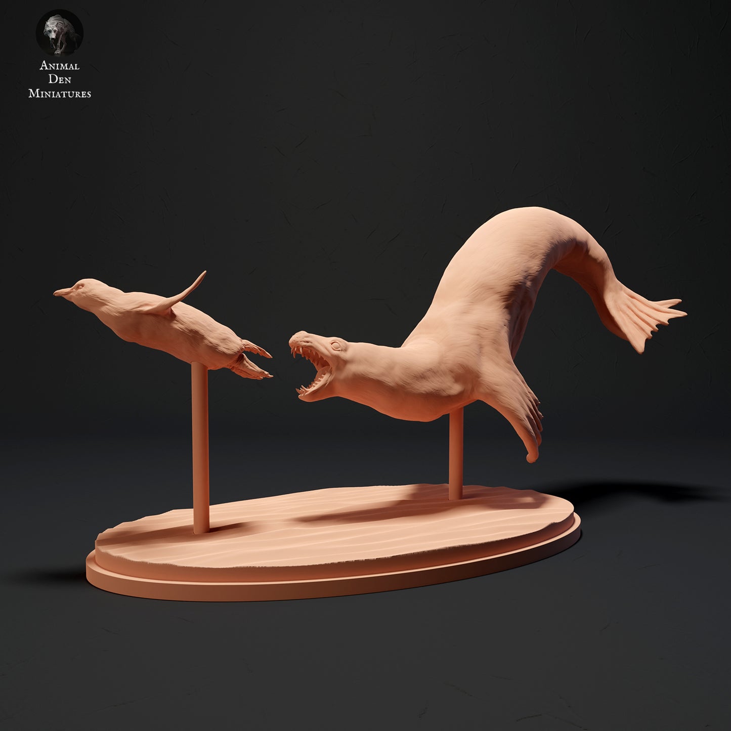 Seeleopard auf der Jagd nach Eselspinguinen - Animal Den Miniatures