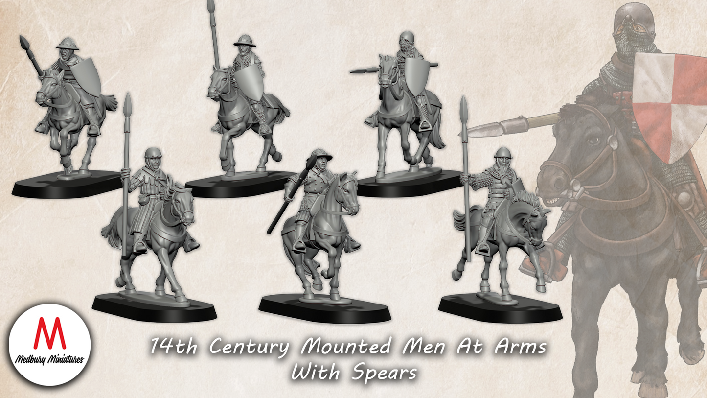 14th Century Mounted Men At Arms With Spears - Medbury Miniatures