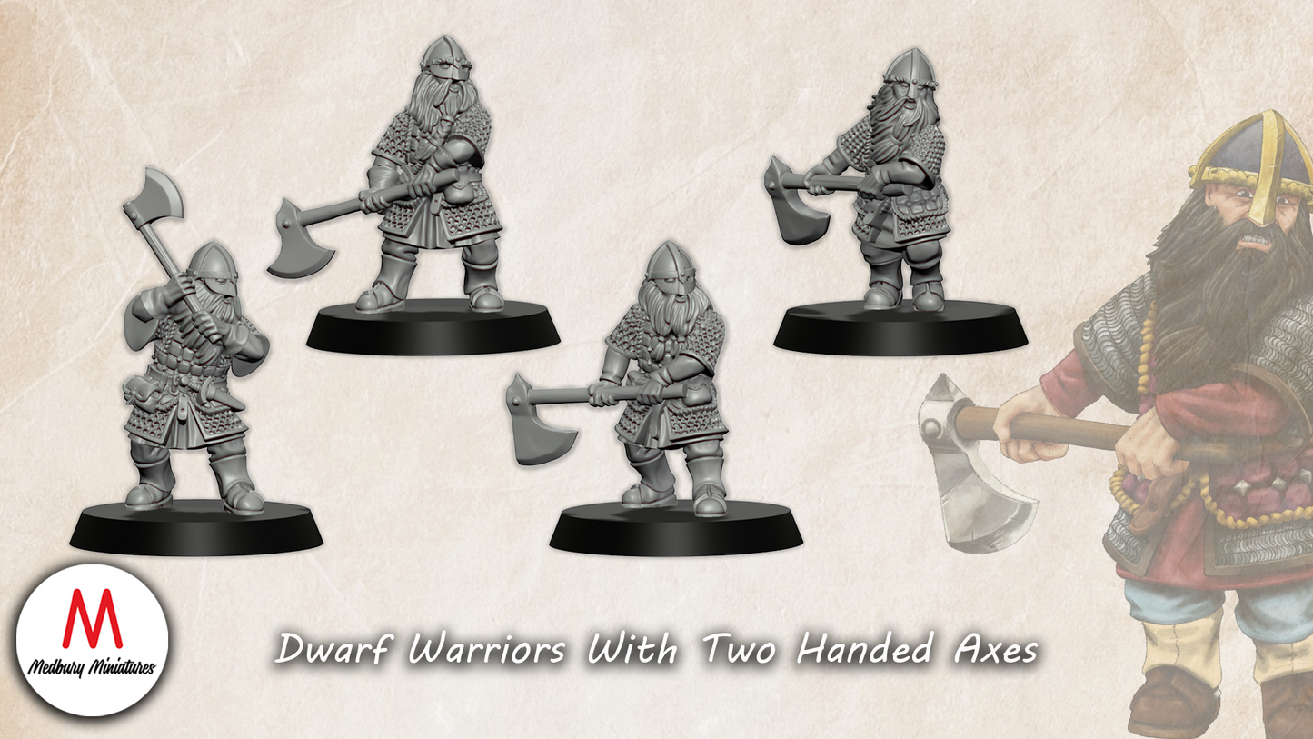 Dwarf Warriors with Two Handed Axes - Medbury Miniatures
