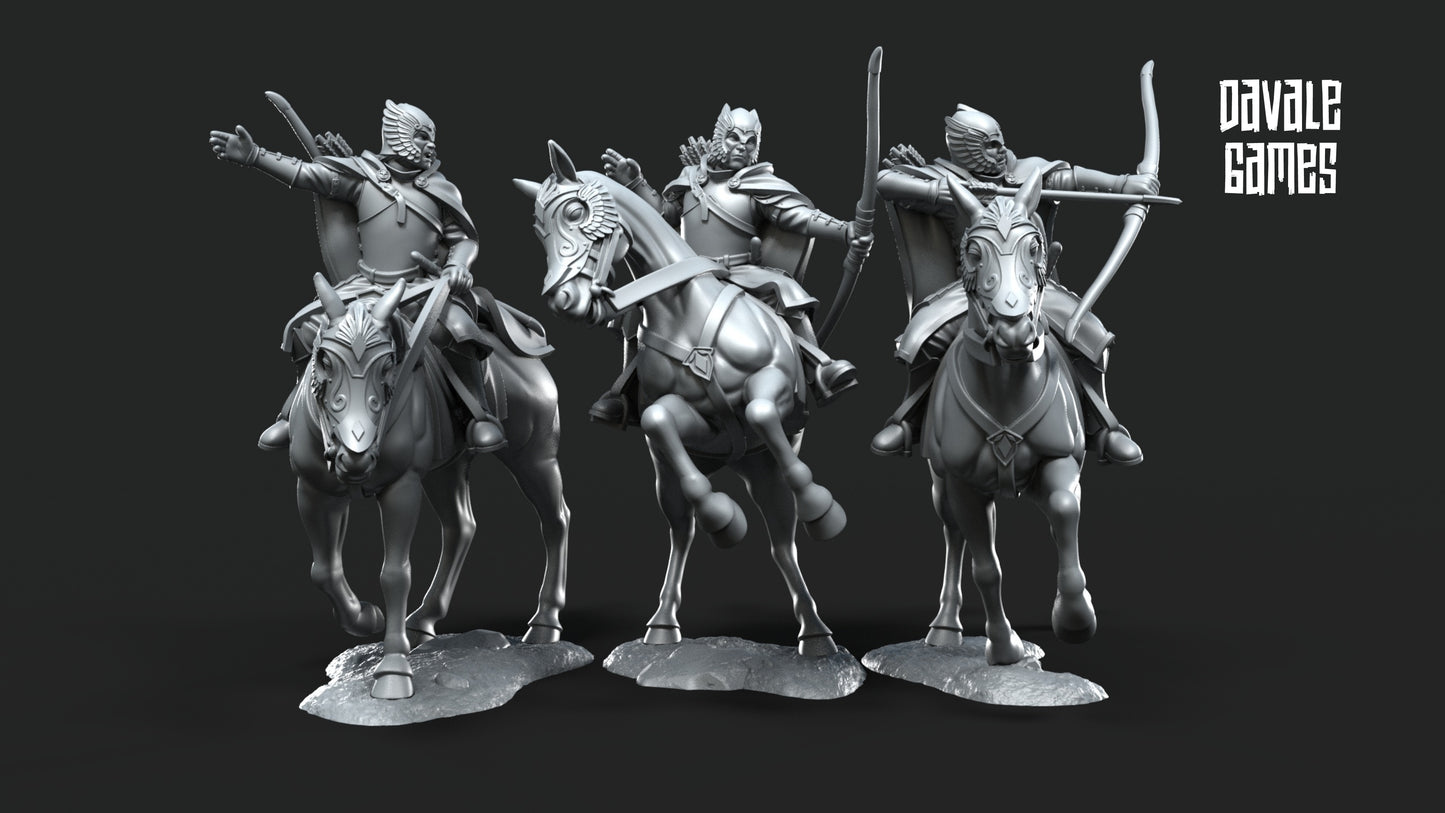 3x Grey Castle Mounted Court Guards - Grey Castle - Davale Games