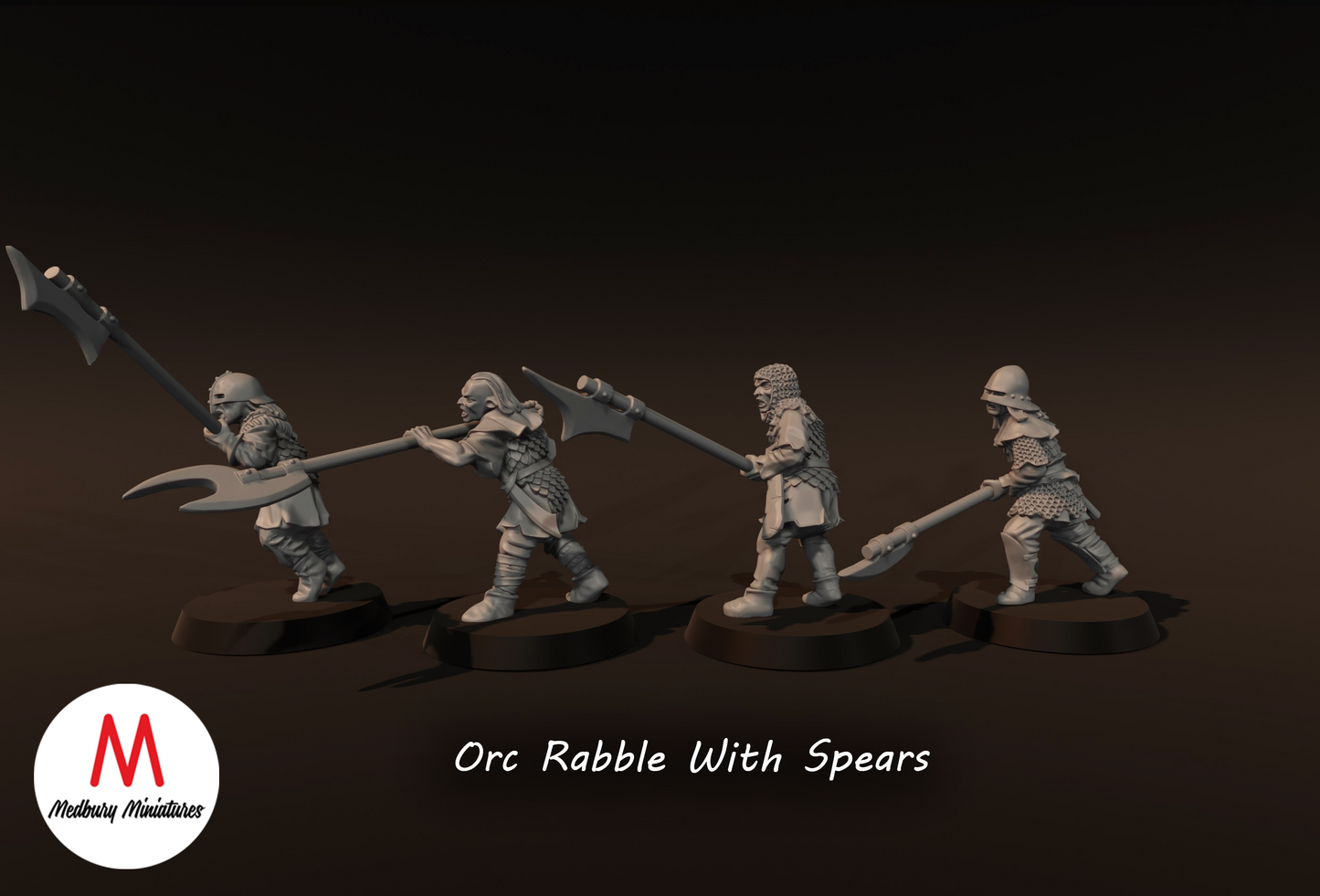 4x Orc Rabble With Spears - Medbury Miniatures