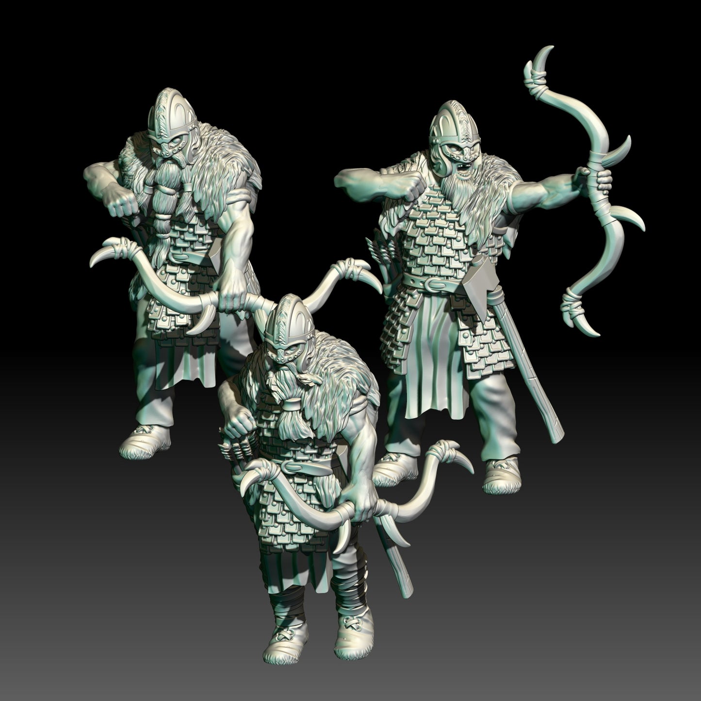 3x Armoured Wildmen/Hillmen Bowmen - KzK Minis