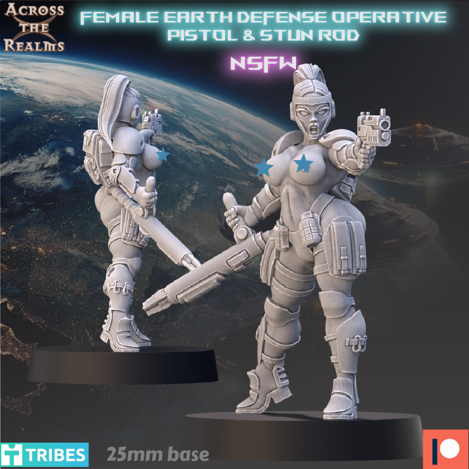 Female Earth Defense Force Operative With Pistol and Stun Rod - Across the Realms