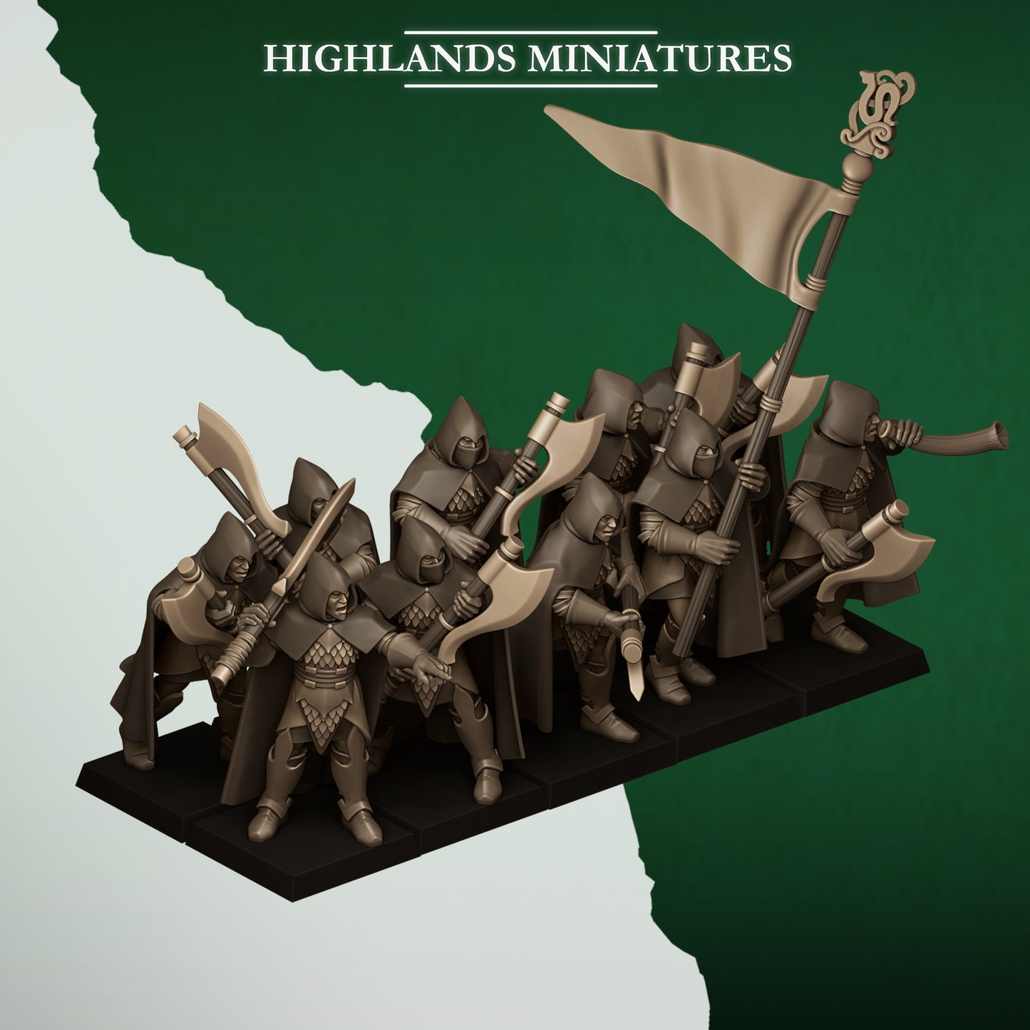Feral Elf Axemen - Feral Elves - Highlands Miniatures