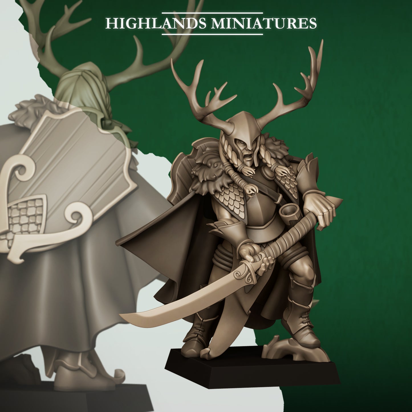 Feral Elf Highborn with Spear - Feral Elves - Highlands Miniatures