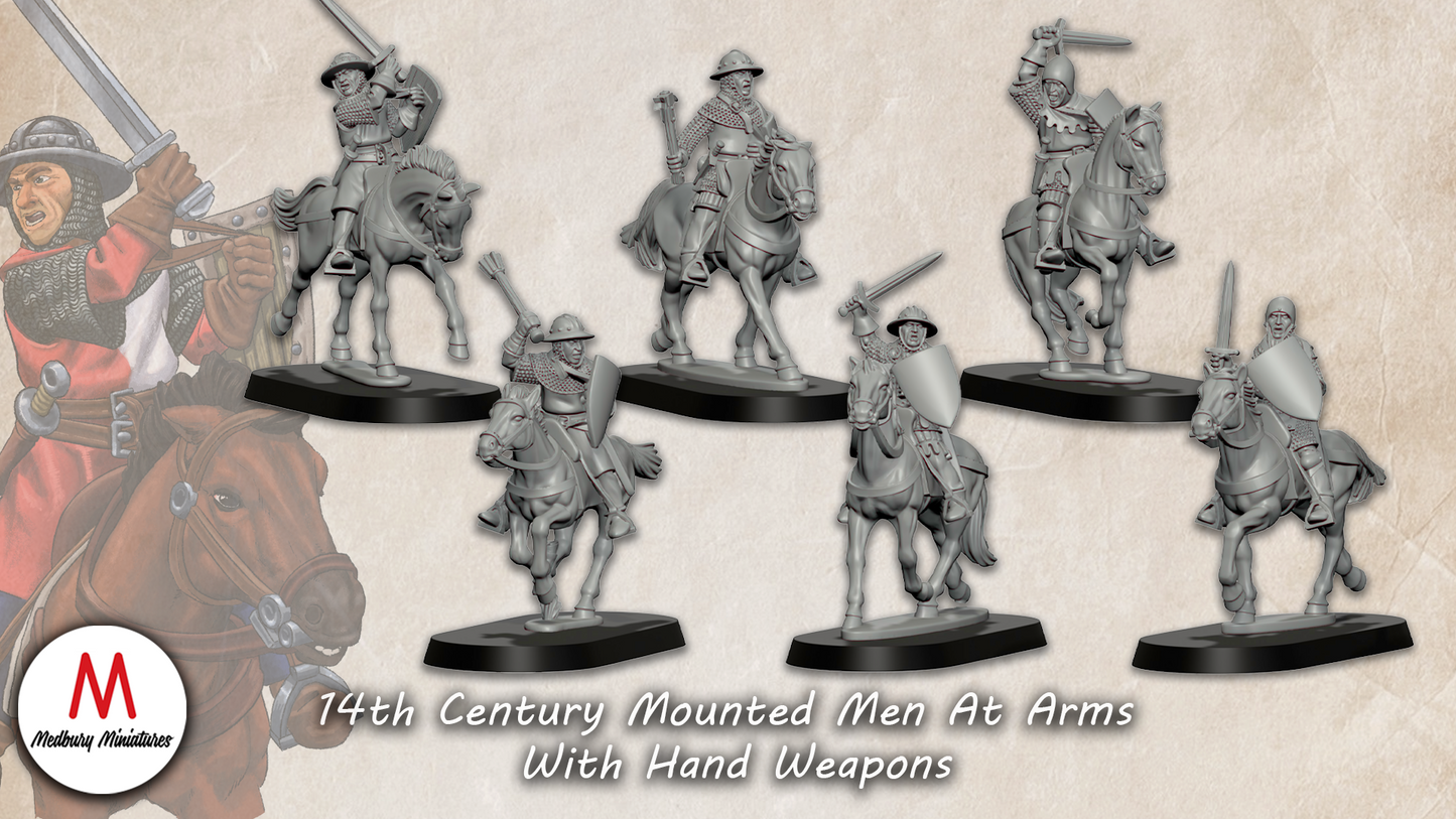 14th Century Mounted Men At Arms With Hand Weapons - Medbury Miniatures