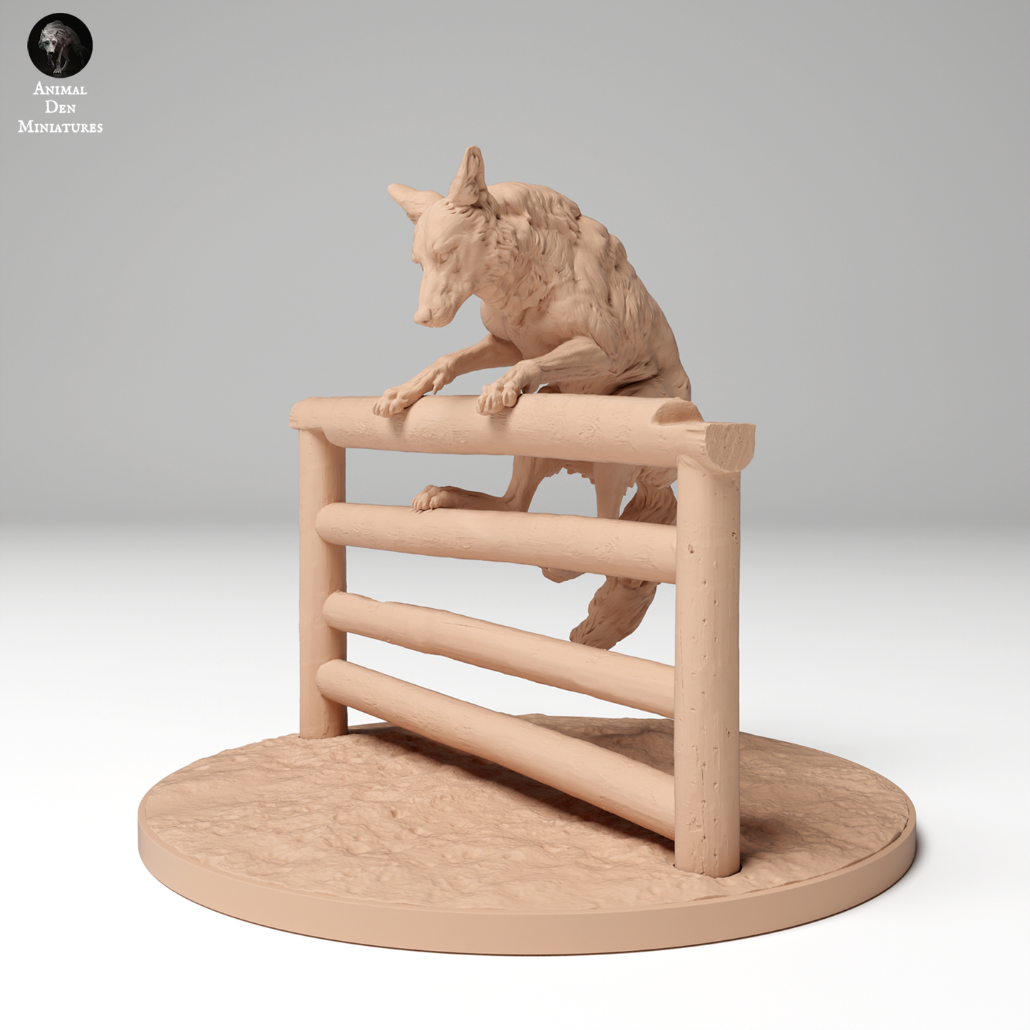 Coyote Jumping Fence - Animal Den Miniatures