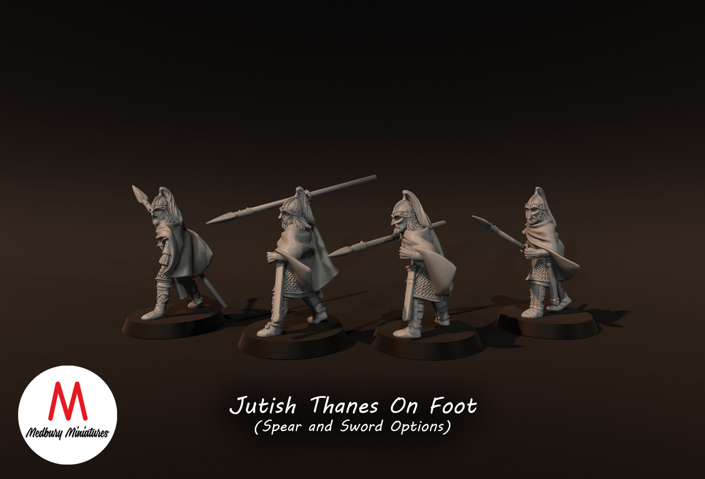 4x Jutish Thanes with Spears on Foot - Medbury Miniatures