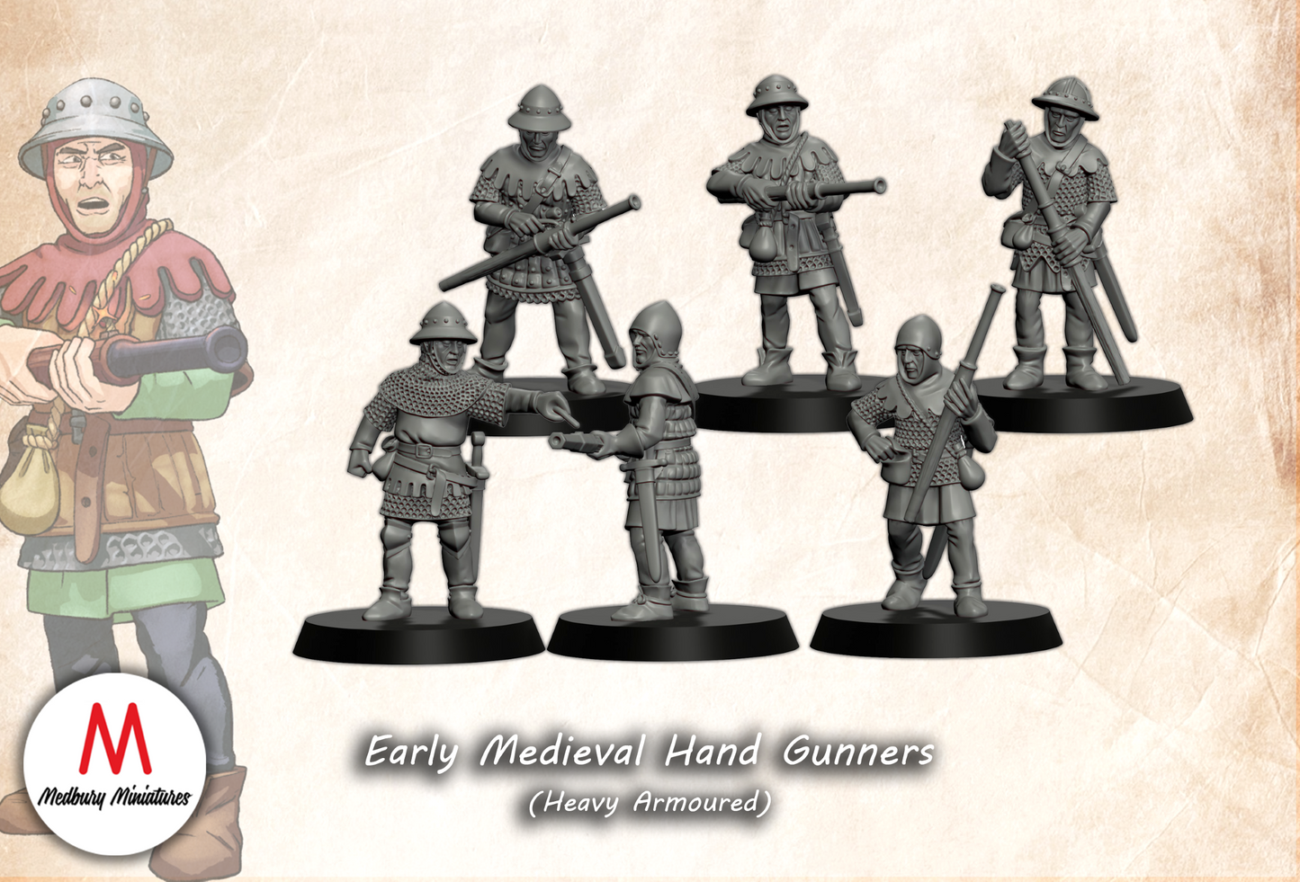 Early Medieval Hand Gunners (Heavy Armoured) - Medbury Miniatures