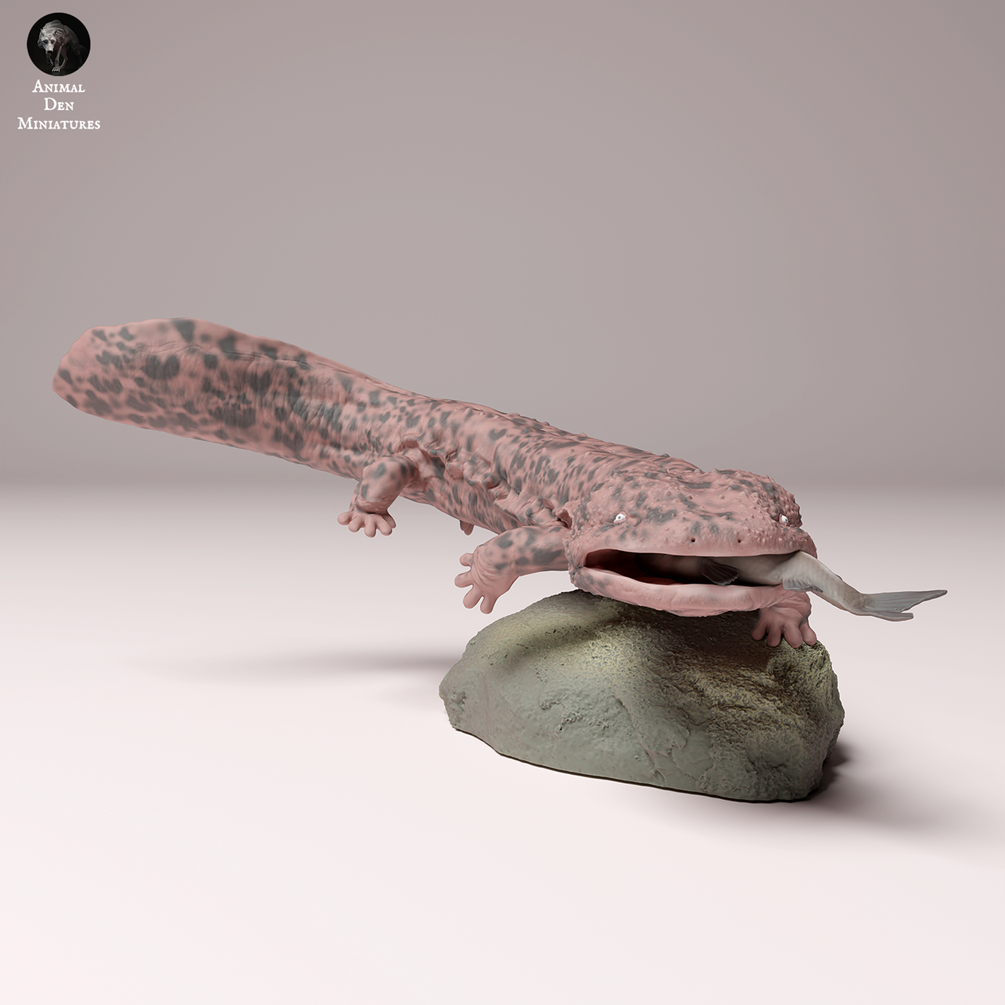 Japanischer Riesensalamander beim Fischen - Animal Den Miniatures