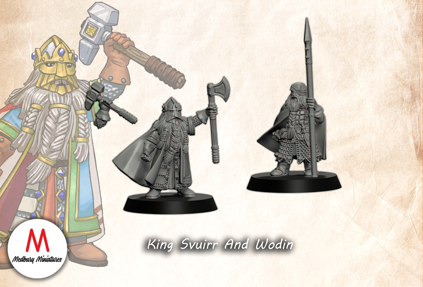 Sapphire Ridges Dwarven King Svuirr And Wodin - Medbury Miniatures