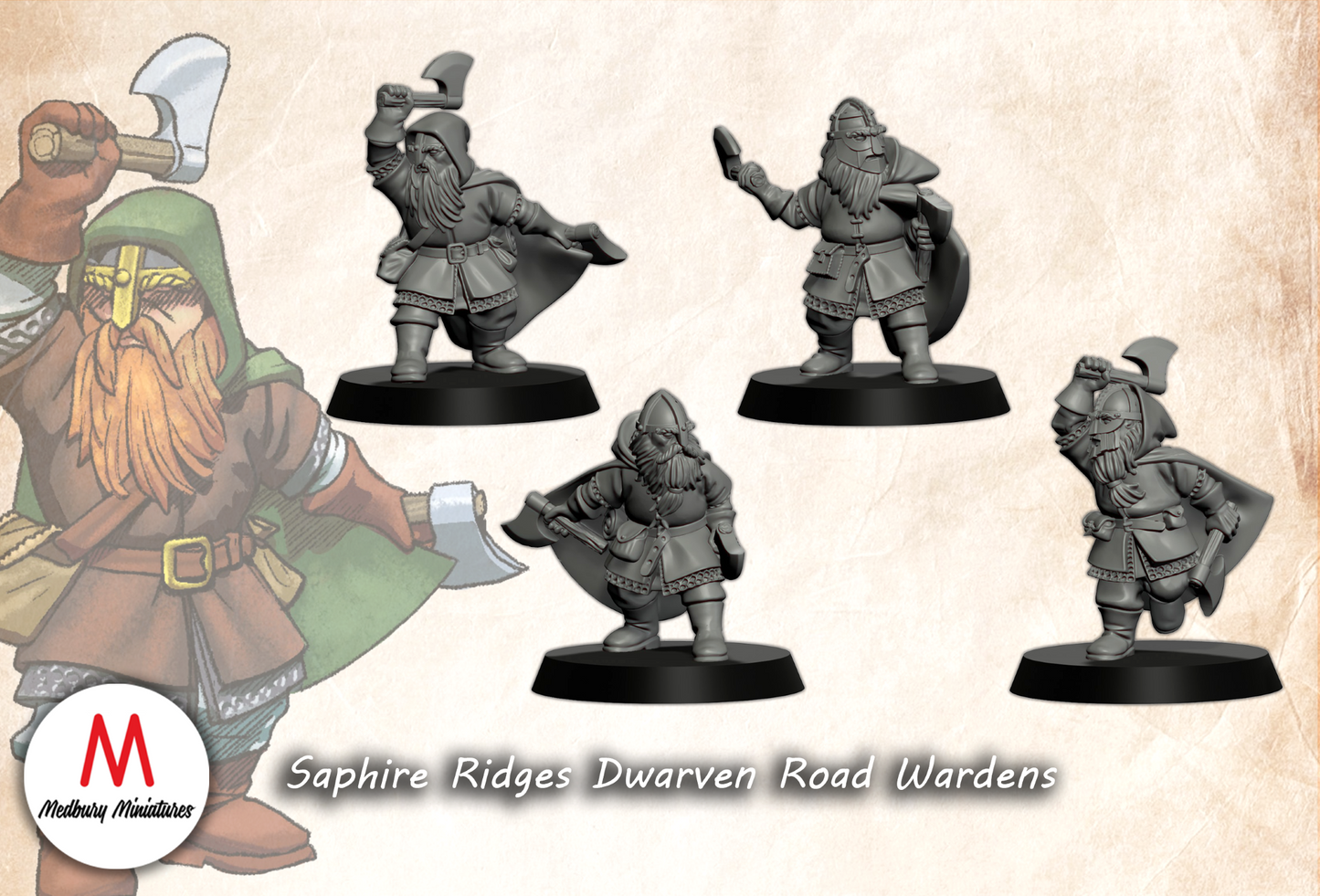 Sapphire Ridges Dwarven Road Wardens - Medbury Miniatures