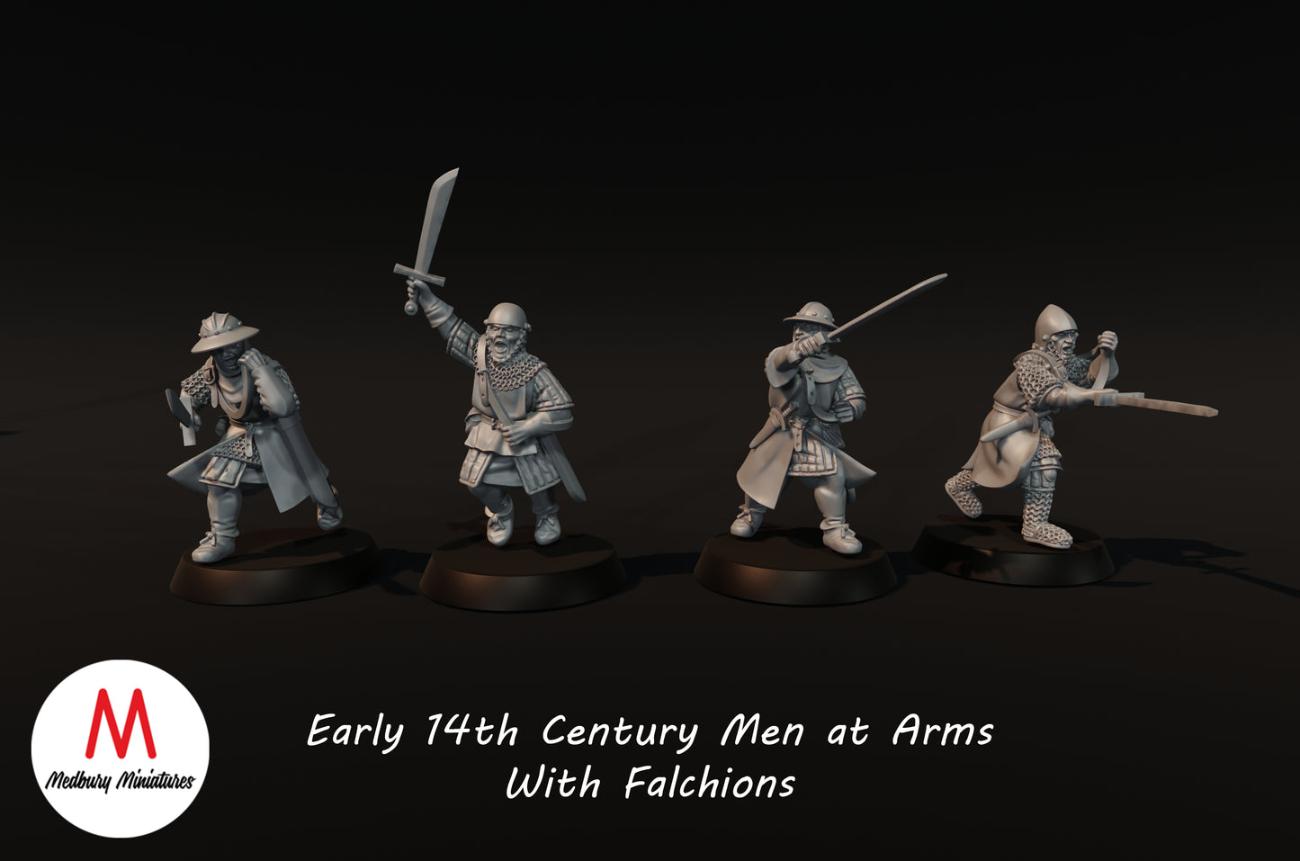 Bewaffnete Männer mit Handwaffen aus dem frühen 14. Jahrhundert 2 - Medbury Miniatures