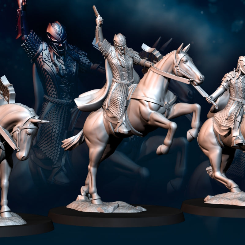 3x Gepanzerter Waldelf auf Pferd - Beritten - Davale Games