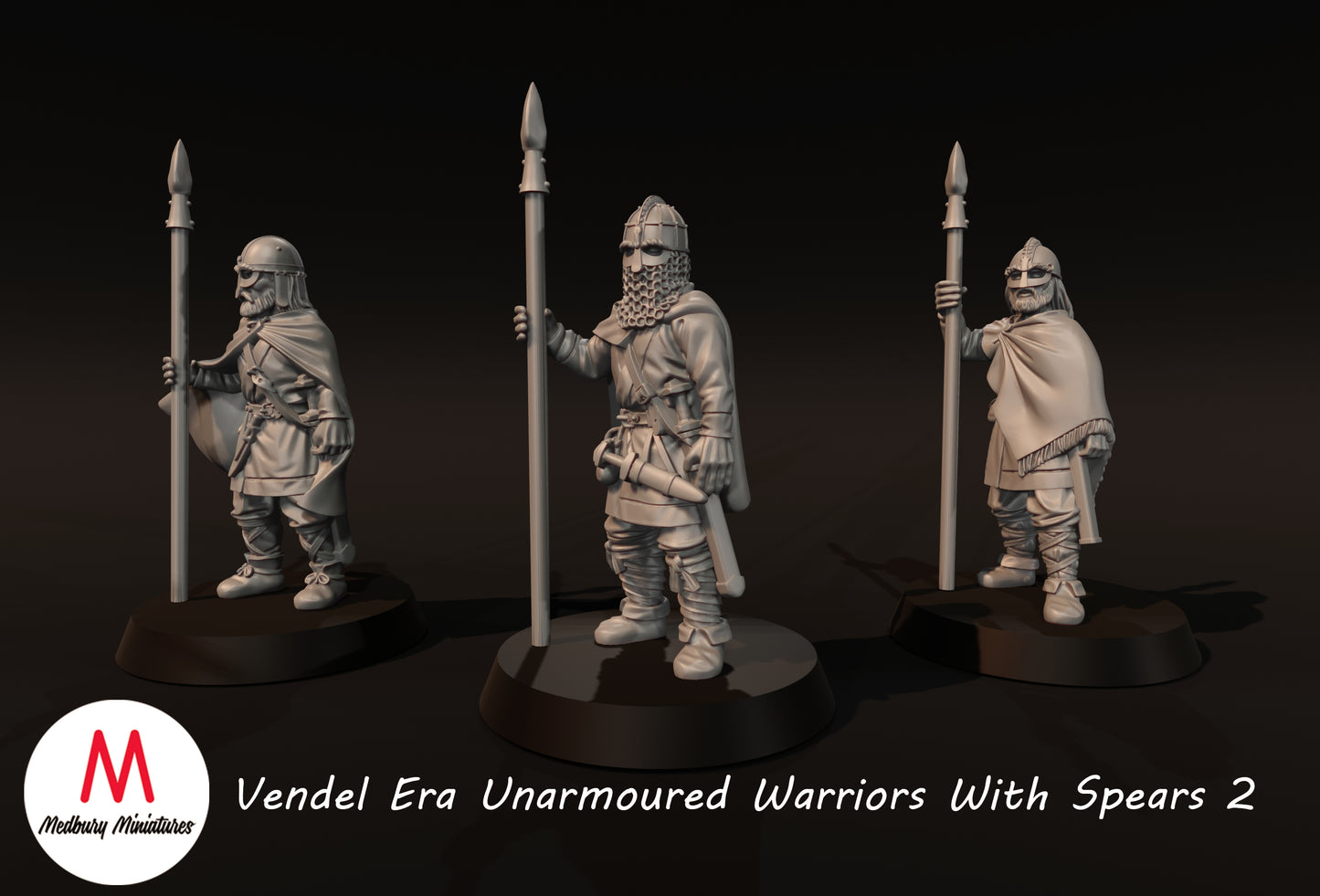 Guerriers sans armure avec lances de l'ère Vendel 2 - Medbury Miniatures