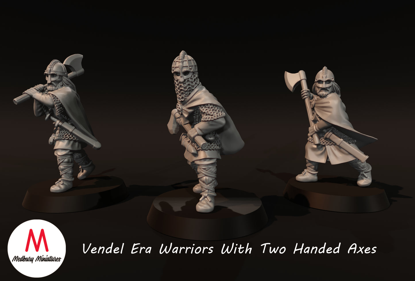 Guerriers de l'ère Vendel avec des haches à deux mains - Medbury Miniatures