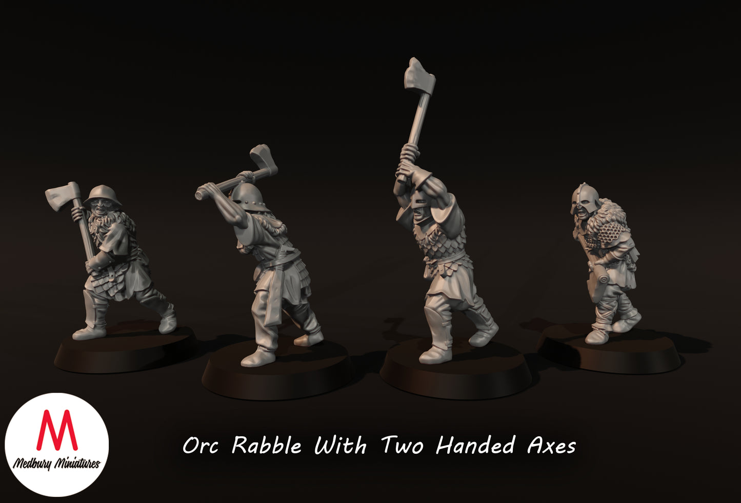 Orc Rabble avec des haches à deux mains - Medbury Miniatures