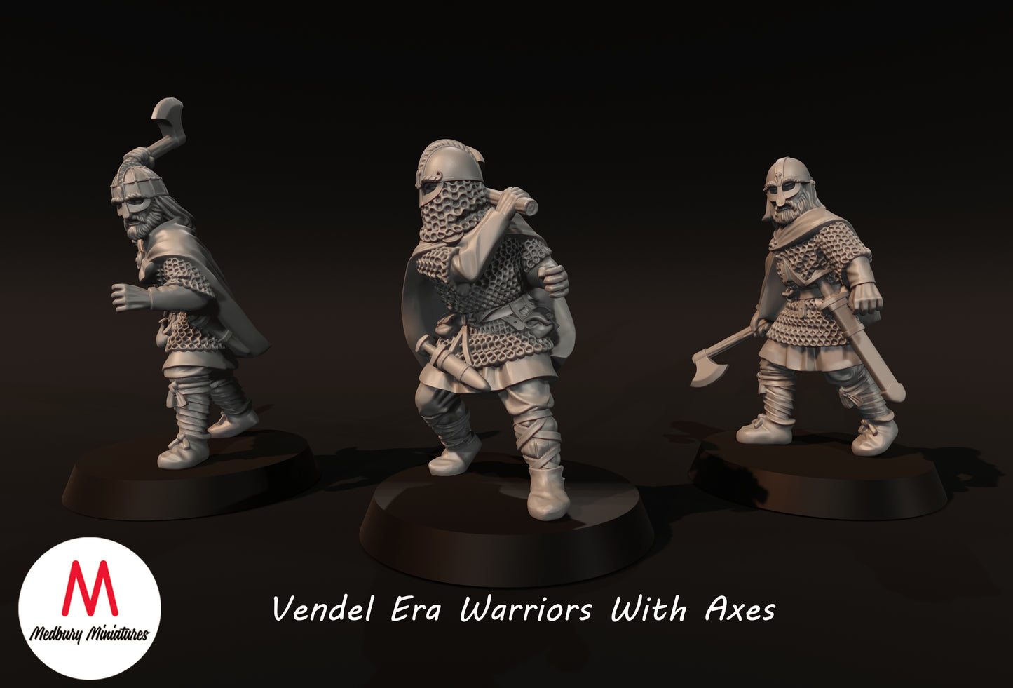 Guerriers de l'ère Vendel avec des haches - Medbury Miniatures