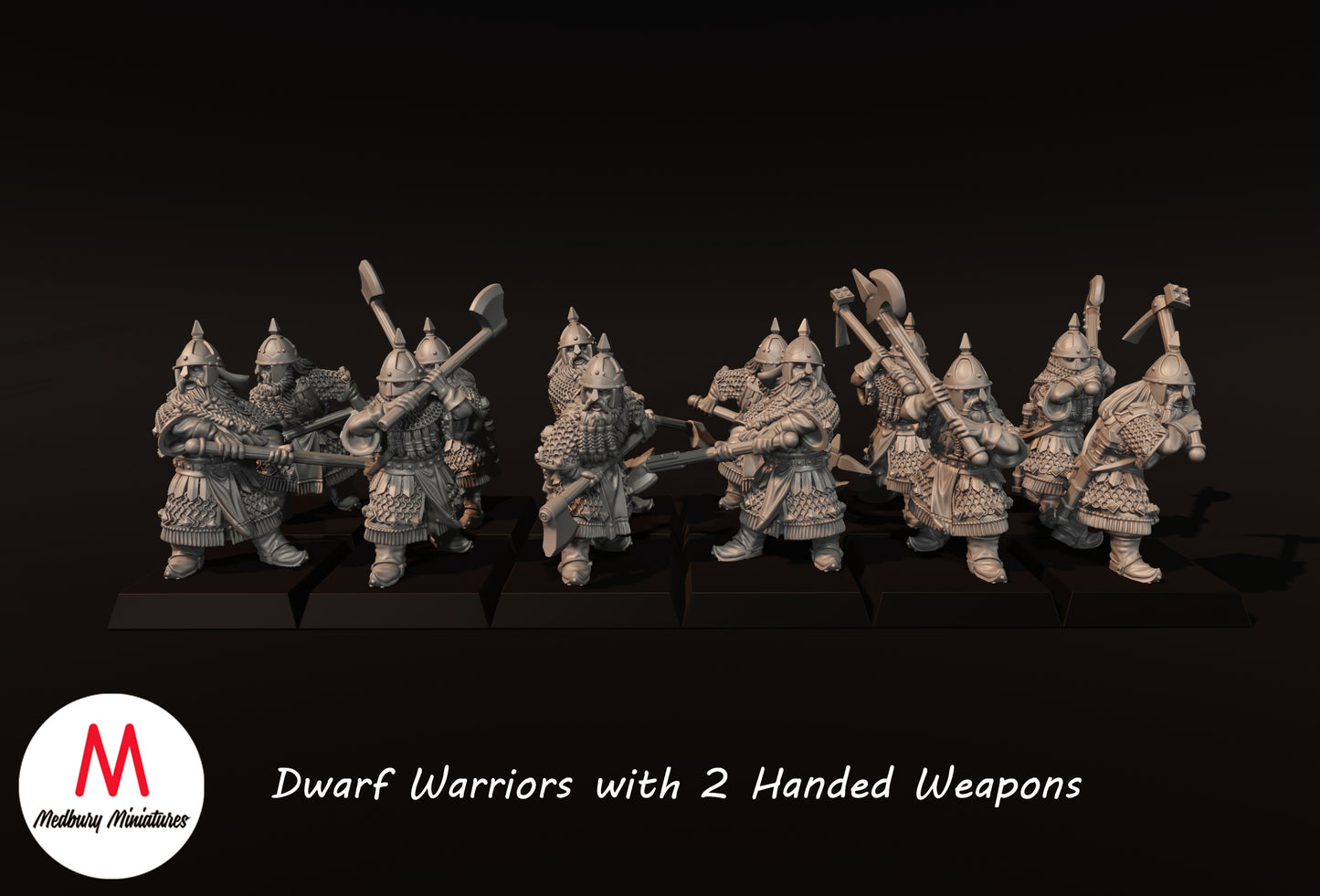 Dwarf Warriors with Axes/Polearms/Mattocks - Medbury Miniatures
