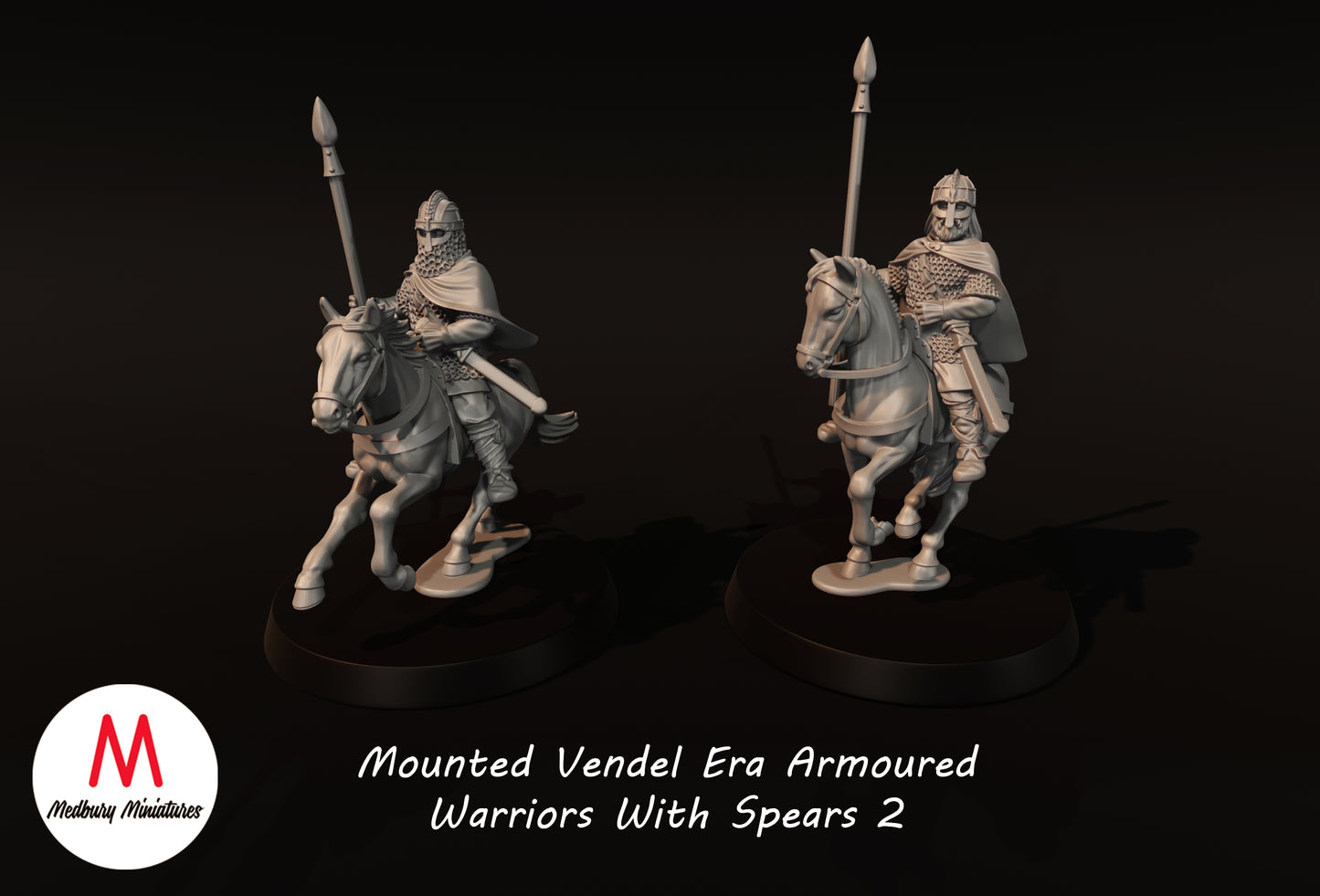 Guerriers en armure montés avec lances de l'époque Vendel 2 - Medbury Miniatures