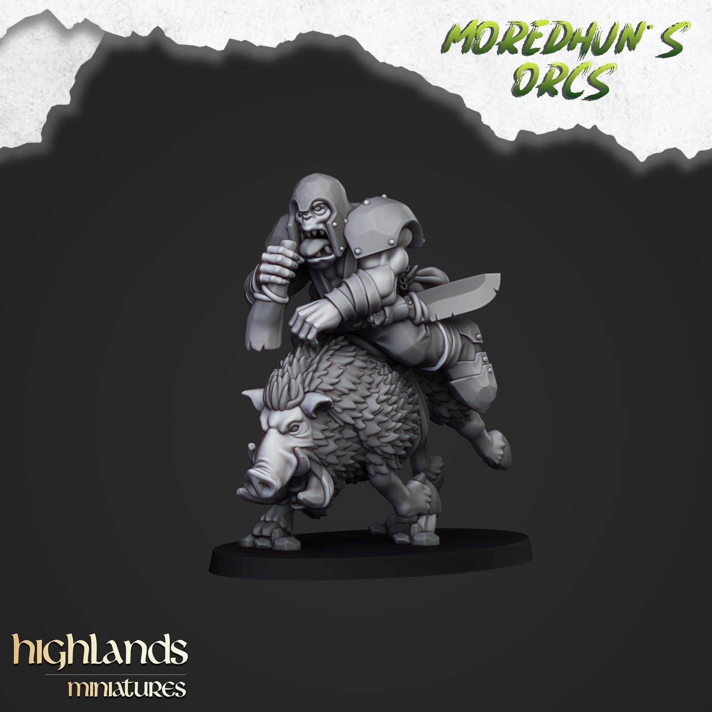 Berittene Orks mit Speeren auf Wildschweinen - Highlands Miniatures