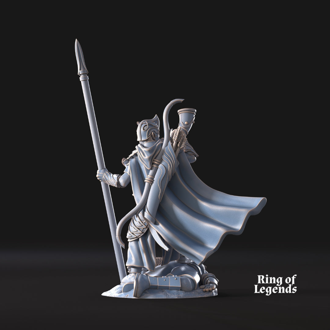 1x warrior with horn and spear | Galanthir Elves | Ring Of Legends - Davale Games