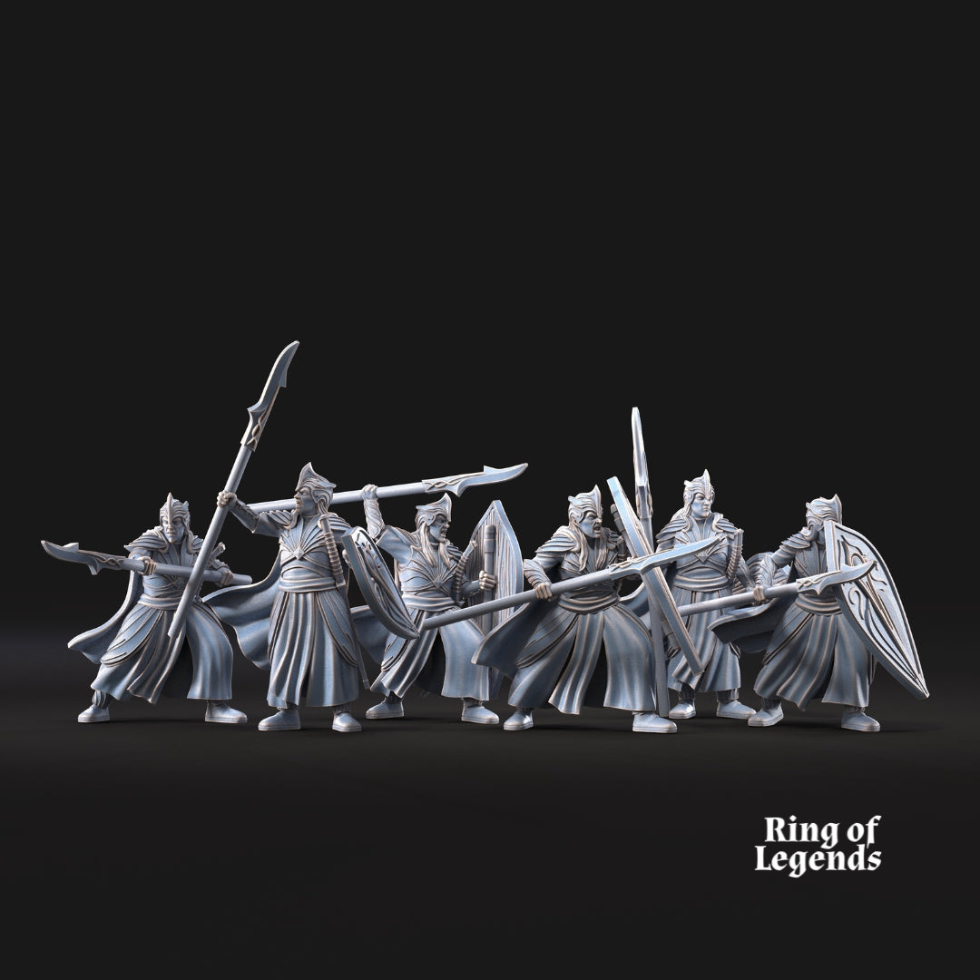 6x Spearmen with opt. shield | Galanthir Elves | Ring Of Legends - Davale Games
