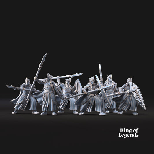 6x Spearmen with opt. shield | Galanthir Elves | Ring Of Legends - Davale Games