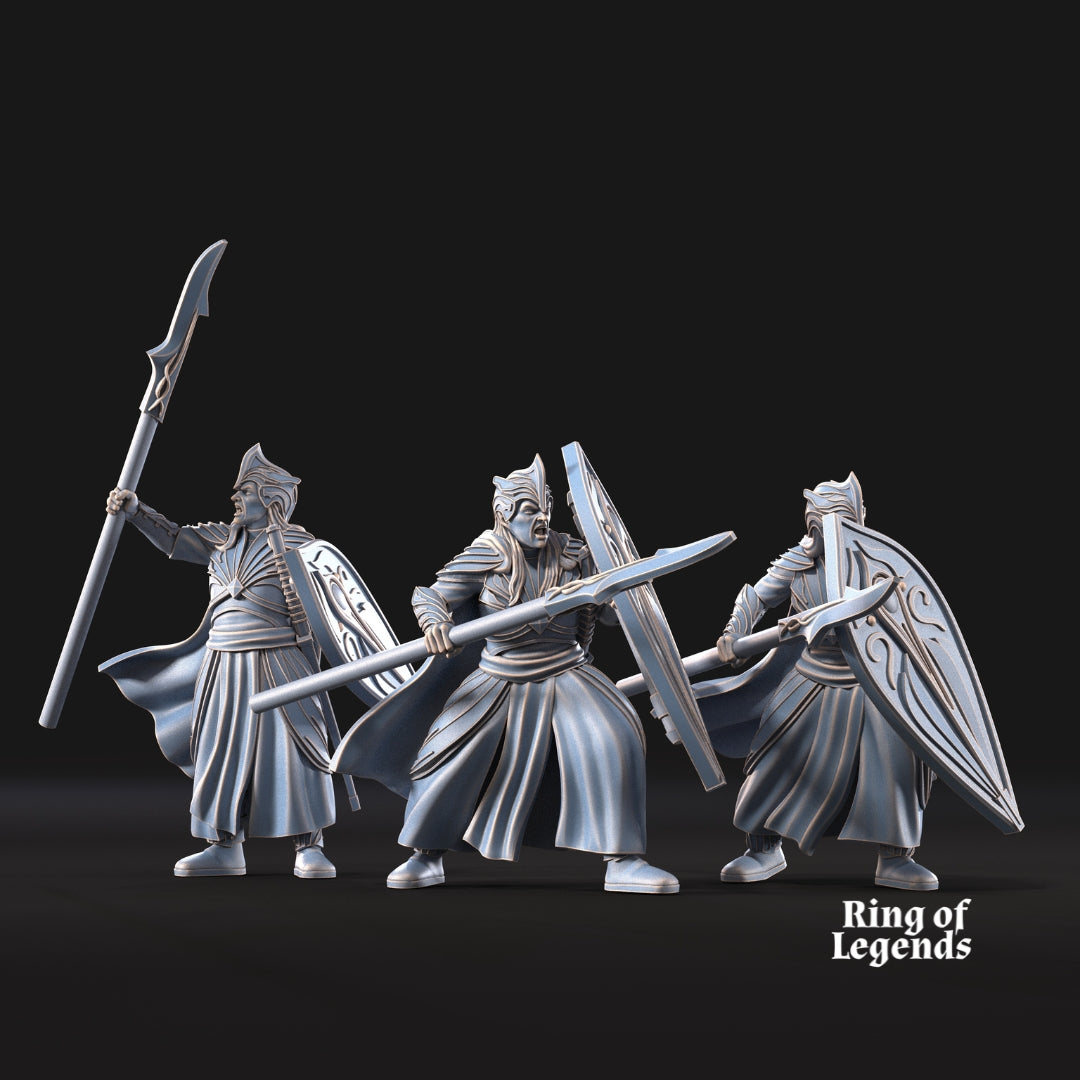 6x Spearmen with opt. shield | Galanthir Elves | Ring Of Legends - Davale Games