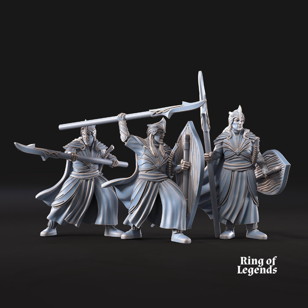 6x Spearmen with opt. shield | Galanthir Elves | Ring Of Legends - Davale Games