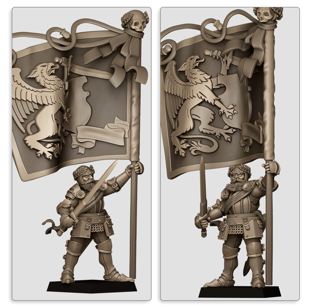 Sunland Battle Standard Bearer on Foot and Mounted - Highlands Miniatures