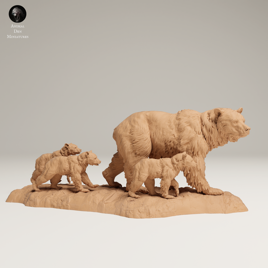 Grizzly Family - Animal Den Miniatures
