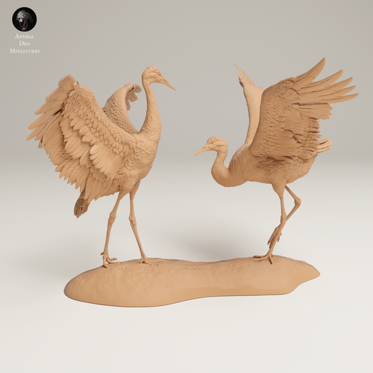 Greater Sandhill Cranes Dance - Animal Den Miniatures