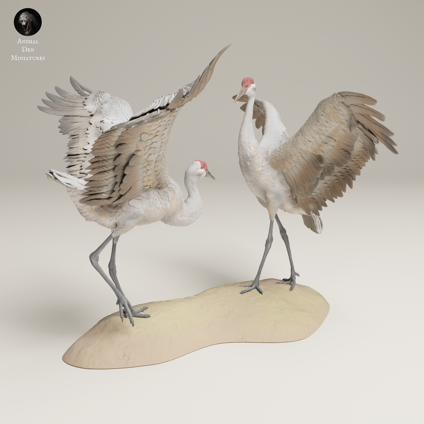 Greater Sandhill Cranes Dance - Animal Den Miniatures