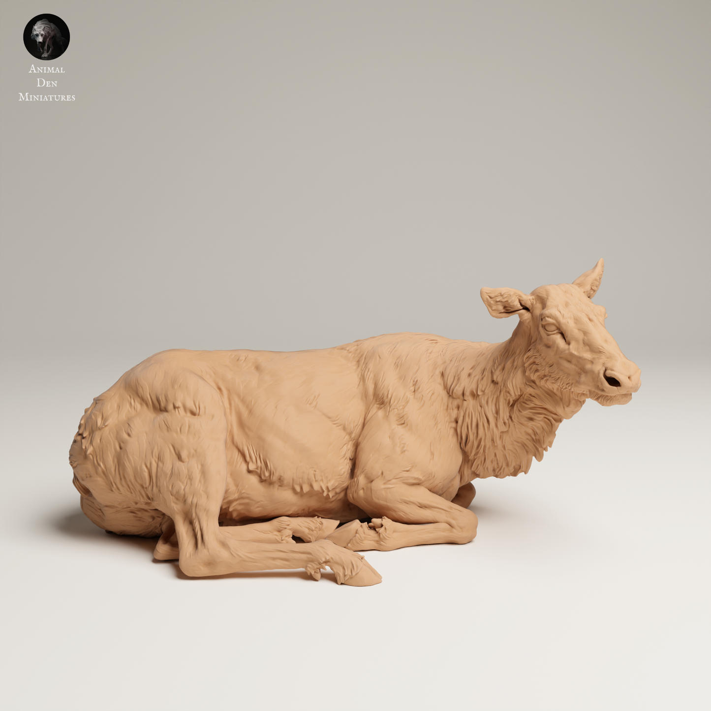 Rocky Mountain Elk Cow Lying - Animal Den Miniatures
