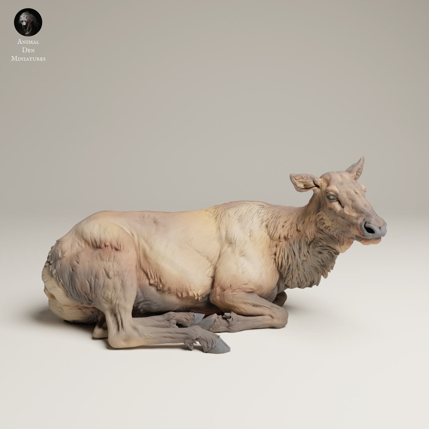Rocky Mountain Elk Cow Lying - Animal Den Miniatures