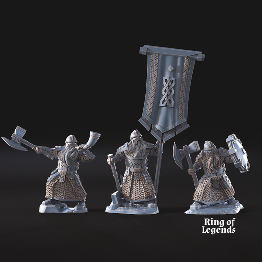 Kalak Dwarves - Command: 1 captain, 1 banner, 1 horn | Kalak Dwarves | Davale Games
