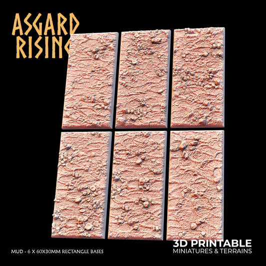 Mud - 6 x 60x30mm Rectangle Bases - Asgard Rising