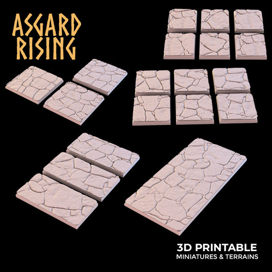 Steinboden - Satz quadratischer und rechteckiger Sockel - Asgard Rising