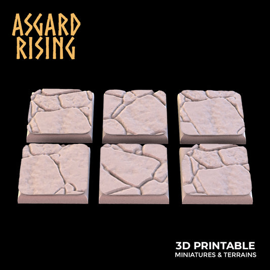 Steinboden - 6 x 20 mm quadratische Basis - Asgard Rising