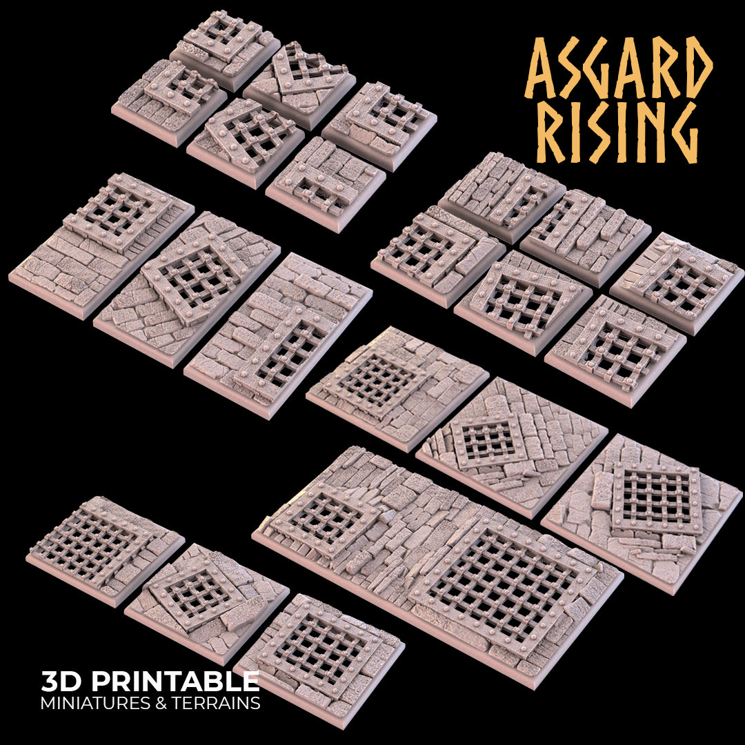 Tempelverlies - Satz quadratischer und rechteckiger Sockel - Asgard Rising